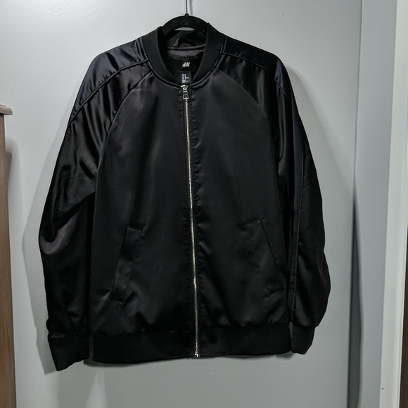 h&m leather bomber jacket